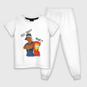 Детская пижама хлопок с принтом 50 cent and Bart в Белгороде, 100% хлопок |  брюки и футболка прямого кроя, без карманов, на брюках мягкая резинка на поясе и по низу штанин
 | 50 cent | simpsons | барт | симпсоны | симсоны