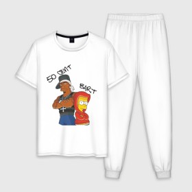 Мужская пижама хлопок с принтом 50 cent and Bart в Белгороде, 100% хлопок | брюки и футболка прямого кроя, без карманов, на брюках мягкая резинка на поясе и по низу штанин
 | 50 cent | simpsons | барт | симпсоны | симсоны