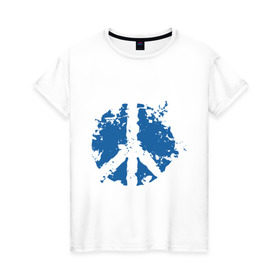 Женская футболка хлопок с принтом Peace мир в Белгороде, 100% хлопок | прямой крой, круглый вырез горловины, длина до линии бедер, слегка спущенное плечо | хиппи