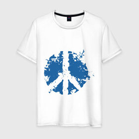 Мужская футболка хлопок с принтом Peace мир в Белгороде, 100% хлопок | прямой крой, круглый вырез горловины, длина до линии бедер, слегка спущенное плечо. | хиппи