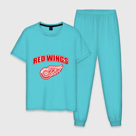 Мужская пижама хлопок с принтом Detroit Red Wings (2) в Белгороде, 100% хлопок | брюки и футболка прямого кроя, без карманов, на брюках мягкая резинка на поясе и по низу штанин
 | detroit red wings | nhl | лига | национальная хоккейная лига | нхл