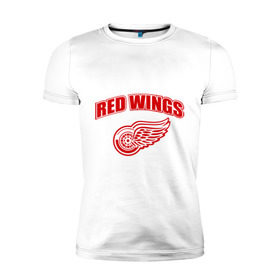 Мужская футболка премиум с принтом Detroit Red Wings (2) в Белгороде, 92% хлопок, 8% лайкра | приталенный силуэт, круглый вырез ворота, длина до линии бедра, короткий рукав | detroit red wings | nhl | лига | национальная хоккейная лига | нхл