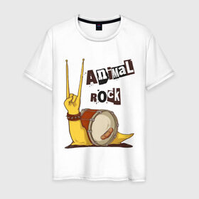 Мужская футболка хлопок с принтом Animal Rock - Животный рок в Белгороде, 100% хлопок | прямой крой, круглый вырез горловины, длина до линии бедер, слегка спущенное плечо. | Тематика изображения на принте: animal rock | живой рок | прикольные | рок | улитка