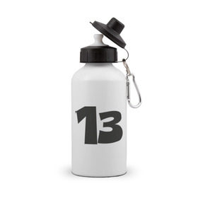 Бутылка спортивная с принтом 13 в Белгороде, металл | емкость — 500 мл, в комплекте две пластиковые крышки и карабин для крепления | 13 | зловещее | номер | тринадцать | цифра | число