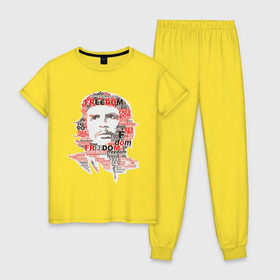 Женская пижама хлопок с принтом Che Guevara (3) в Белгороде, 100% хлопок | брюки и футболка прямого кроя, без карманов, на брюках мягкая резинка на поясе и по низу штанин | гевара | куба | революция | свобода | че