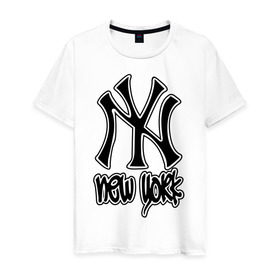 Мужская футболка хлопок с принтом New York (Нью Йорк) в Белгороде, 100% хлопок | прямой крой, круглый вырез горловины, длина до линии бедер, слегка спущенное плечо. | new york | ny | nyc | город | города | нью йорк | ньюйорк