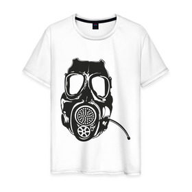 Мужская футболка хлопок с принтом Респиратор 2 в Белгороде, 100% хлопок | прямой крой, круглый вырез горловины, длина до линии бедер, слегка спущенное плечо. | dubstep | gas | противогаз | респиратор
