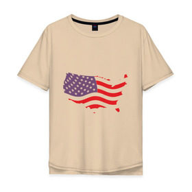 Мужская футболка хлопок Oversize с принтом Флаг Америки в Белгороде, 100% хлопок | свободный крой, круглый ворот, “спинка” длиннее передней части | Тематика изображения на принте: america | usa | америка | сша | флаг | штаты