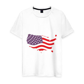 Мужская футболка хлопок с принтом Флаг Америки в Белгороде, 100% хлопок | прямой крой, круглый вырез горловины, длина до линии бедер, слегка спущенное плечо. | Тематика изображения на принте: america | usa | америка | сша | флаг | штаты