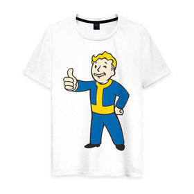Мужская футболка хлопок с принтом Мальчик из Fallout в Белгороде, 100% хлопок | прямой крой, круглый вырез горловины, длина до линии бедер, слегка спущенное плечо. | fallout | мальчик | постапокалиптические | радиация