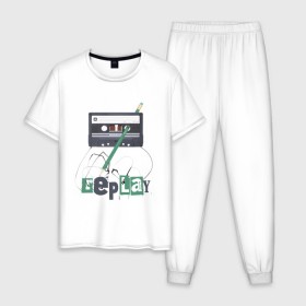 Мужская пижама хлопок с принтом Replay в Белгороде, 100% хлопок | брюки и футболка прямого кроя, без карманов, на брюках мягкая резинка на поясе и по низу штанин
 | music | replay | replayреплей | аудиокассета | кассета | музыка