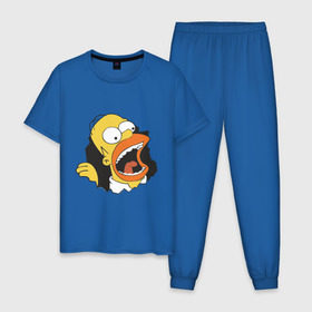 Мужская пижама хлопок с принтом Гомер Симпсон вылезает в Белгороде, 100% хлопок | брюки и футболка прямого кроя, без карманов, на брюках мягкая резинка на поясе и по низу штанин
 | гомер