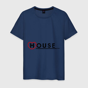 Мужская футболка хлопок с принтом House m d - с сердечком в Белгороде, 100% хлопок | прямой крой, круглый вырез горловины, длина до линии бедер, слегка спущенное плечо. | house | house md | все врут | доктор хауз | доктор хаус | хаус | хью лори