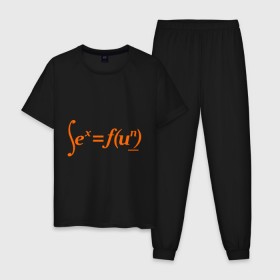 Мужская пижама хлопок с принтом Sex = Fun в Белгороде, 100% хлопок | брюки и футболка прямого кроя, без карманов, на брюках мягкая резинка на поясе и по низу штанин
 | Тематика изображения на принте: fun | веселье | икс | интеграл | математика | математический | развлечение | формула | функция