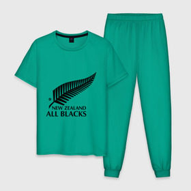 Мужская пижама хлопок с принтом All blacks в Белгороде, 100% хлопок | брюки и футболка прямого кроя, без карманов, на брюках мягкая резинка на поясе и по низу штанин
 | американский футбол | регби