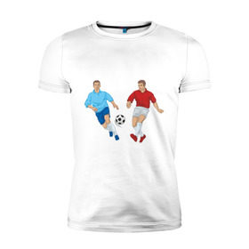 Мужская футболка премиум с принтом Футбол в Белгороде, 92% хлопок, 8% лайкра | приталенный силуэт, круглый вырез ворота, длина до линии бедра, короткий рукав | football | футбол | футболист | футбольный мяч