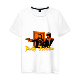 Мужская футболка хлопок с принтом Pulp Fiction в Белгороде, 100% хлопок | прямой крой, круглый вырез горловины, длина до линии бедер, слегка спущенное плечо. | pulp fiction | криминальное чтиво