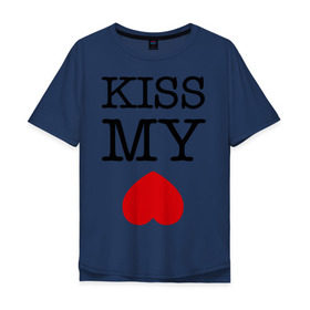 Мужская футболка хлопок Oversize с принтом Kiss my ace в Белгороде, 100% хлопок | свободный крой, круглый ворот, “спинка” длиннее передней части | Тематика изображения на принте: поцелуй | сердце | целовать