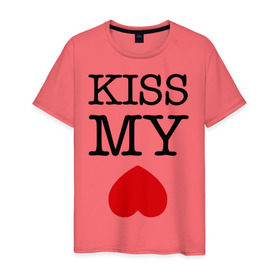 Мужская футболка хлопок с принтом Kiss my ace в Белгороде, 100% хлопок | прямой крой, круглый вырез горловины, длина до линии бедер, слегка спущенное плечо. | Тематика изображения на принте: поцелуй | сердце | целовать