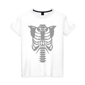 Женская футболка хлопок с принтом Доктор Хаус (скелет) в Белгороде, 100% хлопок | прямой крой, круглый вырез горловины, длина до линии бедер, слегка спущенное плечо | скелет
