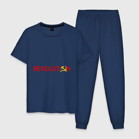 Мужская пижама хлопок с принтом Revolution (3) в Белгороде, 100% хлопок | брюки и футболка прямого кроя, без карманов, на брюках мягкая резинка на поясе и по низу штанин
 | коммунизм | молот | революция | серп | советский | социализм | союз