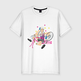 Мужская футболка премиум с принтом Крушение велосипедиста в Белгороде, 92% хлопок, 8% лайкра | приталенный силуэт, круглый вырез ворота, длина до линии бедра, короткий рукав | велик | велик сломался | вело | велогонки | велосипед | велосипедист | крушение велосипедиста