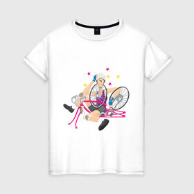 Женская футболка хлопок с принтом Крушение велосипедиста в Белгороде, 100% хлопок | прямой крой, круглый вырез горловины, длина до линии бедер, слегка спущенное плечо | велик | велик сломался | вело | велогонки | велосипед | велосипедист | крушение велосипедиста