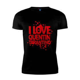 Мужская футболка премиум с принтом I love Quentin Tarantino в Белгороде, 92% хлопок, 8% лайкра | приталенный силуэт, круглый вырез ворота, длина до линии бедра, короткий рукав | кветин таранино | я люблю
