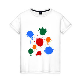 Женская футболка хлопок с принтом Краски в Белгороде, 100% хлопок | прямой крой, круглый вырез горловины, длина до линии бедер, слегка спущенное плечо | colors | клякса | кляксы | краски | цвета