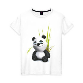 Женская футболка хлопок с принтом Панда кайфует в Белгороде, 100% хлопок | прямой крой, круглый вырез горловины, длина до линии бедер, слегка спущенное плечо | panda | кайф | медведь | панда кайфует