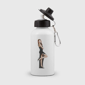 Бутылка спортивная с принтом Анджелина Джоли в Белгороде, металл | емкость — 500 мл, в комплекте две пластиковые крышки и карабин для крепления | 