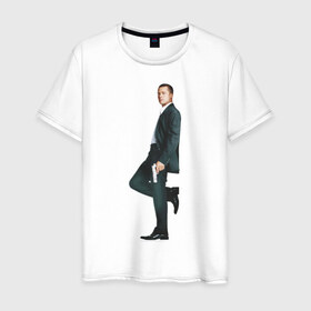 Мужская футболка хлопок с принтом Брэд Питт в Белгороде, 100% хлопок | прямой крой, круглый вырез горловины, длина до линии бедер, слегка спущенное плечо. | brad pitt | брэд питт | мистер и миссис смит