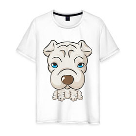 Мужская футболка хлопок с принтом Милый песик в Белгороде, 100% хлопок | прямой крой, круглый вырез горловины, длина до линии бедер, слегка спущенное плечо. | милый песик | пес | собака | собачка | щенок | щенята