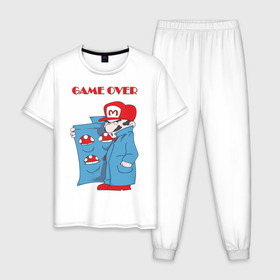 Мужская пижама хлопок с принтом Марио - Игра окончена в Белгороде, 100% хлопок | брюки и футболка прямого кроя, без карманов, на брюках мягкая резинка на поясе и по низу штанин
 | nintendo | марио | нинтендо