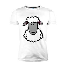 Мужская футболка премиум с принтом Гламурная овца в Белгороде, 92% хлопок, 8% лайкра | приталенный силуэт, круглый вырез ворота, длина до линии бедра, короткий рукав | баран | барашик | гламурная овца | овечка | овца