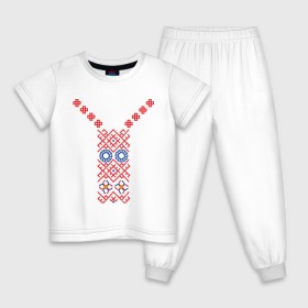 Детская пижама хлопок с принтом Узор славянского сарафана в Белгороде, 100% хлопок |  брюки и футболка прямого кроя, без карманов, на брюках мягкая резинка на поясе и по низу штанин
 | русь