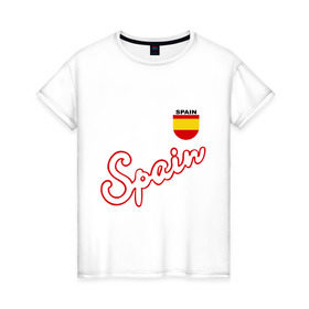 Женская футболка хлопок с принтом Сборной Испании по футболу в Белгороде, 100% хлопок | прямой крой, круглый вырез горловины, длина до линии бедер, слегка спущенное плечо | spain football | сборная испании по футболу