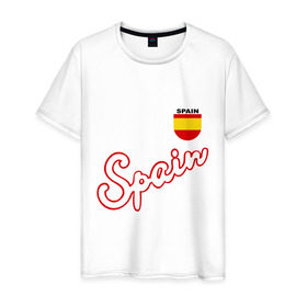Мужская футболка хлопок с принтом Сборной Испании по футболу в Белгороде, 100% хлопок | прямой крой, круглый вырез горловины, длина до линии бедер, слегка спущенное плечо. | spain football | сборная испании по футболу