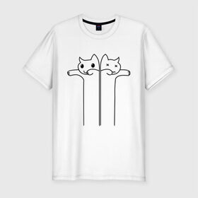 Мужская футболка премиум с принтом Зомби коты в Белгороде, 92% хлопок, 8% лайкра | приталенный силуэт, круглый вырез ворота, длина до линии бедра, короткий рукав | животные | зомби коты | коты | коты мертвецы | котята | кошки
