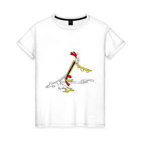 Женская футболка хлопок с принтом Курица (2) в Белгороде, 100% хлопок | прямой крой, круглый вырез горловины, длина до линии бедер, слегка спущенное плечо | cow and chicken | cow and chiken | корова