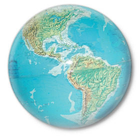 Значок с принтом Глобус в Белгороде,  металл | круглая форма, металлическая застежка в виде булавки | глобус | земной шар | карта | материки | планета