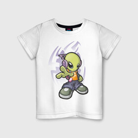 Детская футболка хлопок с принтом Инопланетянин (5) в Белгороде, 100% хлопок | круглый вырез горловины, полуприлегающий силуэт, длина до линии бедер | alien | гуманоид | инопланетянин | летающая тарелка | нло | пришельцы
