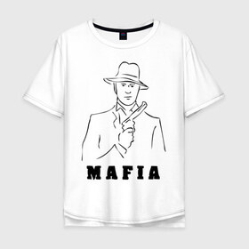 Мужская футболка хлопок Oversize с принтом Мафия в Белгороде, 100% хлопок | свободный крой, круглый ворот, “спинка” длиннее передней части | бандит | гангстер | клан | мафиозе | мафия | оружие | пистолет | шляпа