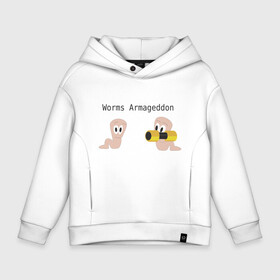 Детское худи Oversize хлопок с принтом Worms armageddon в Белгороде, френч-терри — 70% хлопок, 30% полиэстер. Мягкий теплый начес внутри —100% хлопок | боковые карманы, эластичные манжеты и нижняя кромка, капюшон на магнитной кнопке | armageddon | worms | армагеддон | червяки | червячки