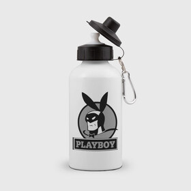 Бутылка спортивная с принтом Playboy (Человек-кролик) в Белгороде, металл | емкость — 500 мл, в комплекте две пластиковые крышки и карабин для крепления | Тематика изображения на принте: кролик | плейбой | плэйбой | символа playboy человек кролик. rabbitman.playboy