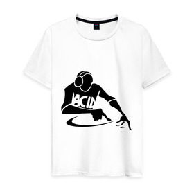 Мужская футболка хлопок с принтом ACID DJ в Белгороде, 100% хлопок | прямой крой, круглый вырез горловины, длина до линии бедер, слегка спущенное плечо. | Тематика изображения на принте: 