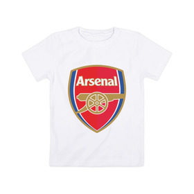 Детская футболка хлопок с принтом FA Premier League. Arsenal FC. в Белгороде, 100% хлопок | круглый вырез горловины, полуприлегающий силуэт, длина до линии бедер | арсенал