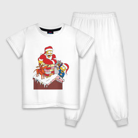 Детская пижама хлопок с принтом Симпсоны новый год в Белгороде, 100% хлопок |  брюки и футболка прямого кроя, без карманов, на брюках мягкая резинка на поясе и по низу штанин
 | гомер