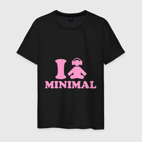 Мужская футболка хлопок с принтом I love Minimal (2) в Белгороде, 100% хлопок | прямой крой, круглый вырез горловины, длина до линии бедер, слегка спущенное плечо. | Тематика изображения на принте: i love | minimal | минимал | я люблю