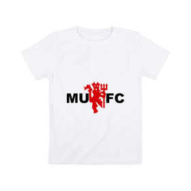 Детская футболка хлопок с принтом Манчестер Юнайтед (manchester united) в Белгороде, 100% хлопок | круглый вырез горловины, полуприлегающий силуэт, длина до линии бедер | manchester united | евро 2012 | манчестер юнайтед | футбольный клуб